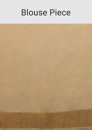 Gold Saree In Georgette With Woven Diagonal Stripes, Floral Pallu And Unstitched Blouse