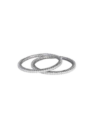92.5 Sterling Silver Bangles With Studded Zirconia Stones Set of 2