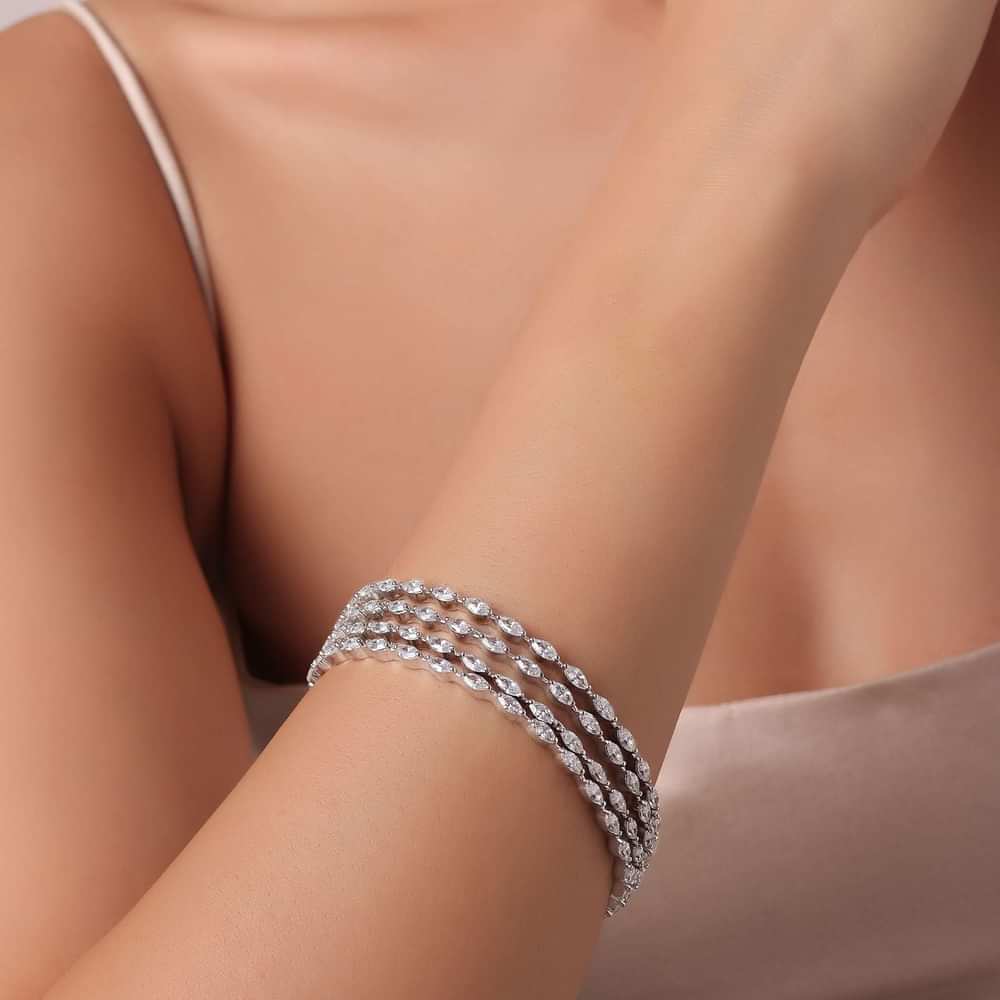 92.5 Sterling Silver Linear Bangles Set of 4