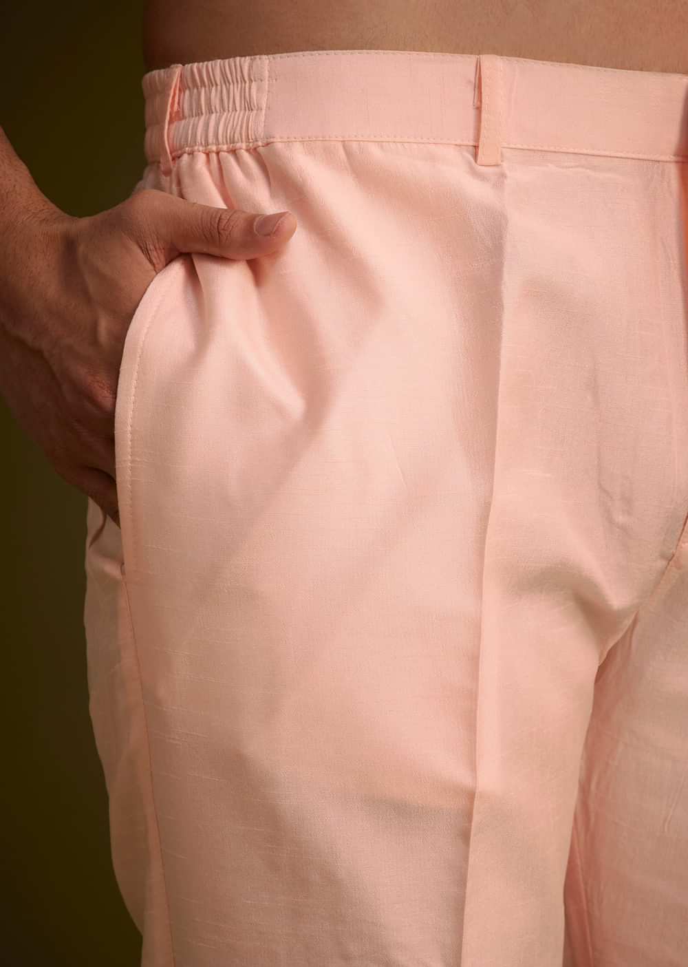 Baby Pink Silk Jacket Set With Nature Themed Patch Work