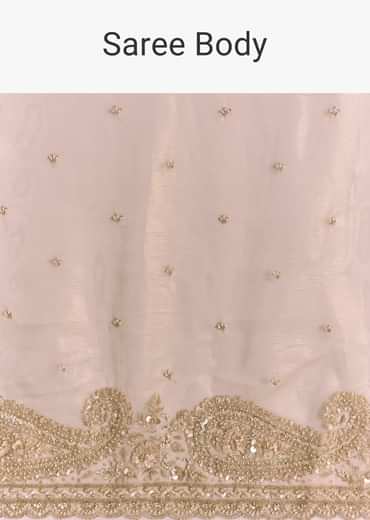 Beige Crush Tissue Saree With Multitech Embroidery
