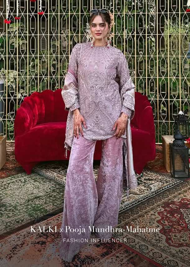 Beige Fish-Cut Trail Lehenga Set With Hand Work Pearl Embroidery And 3D Floral Motifs