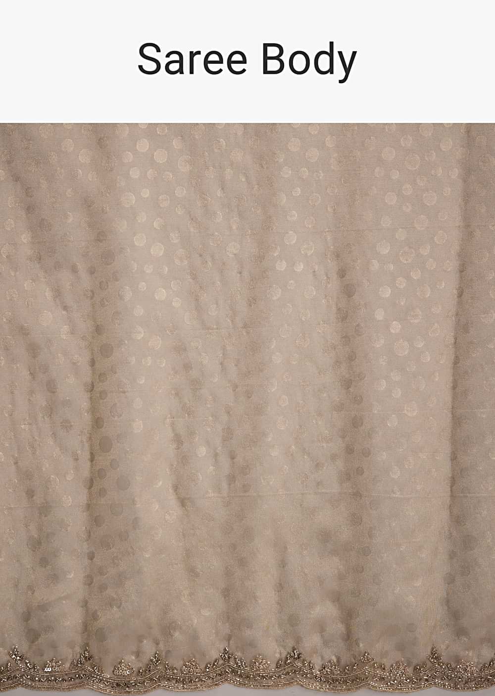 Beige Jacquard Saree With Sequin And Stone Embroidery