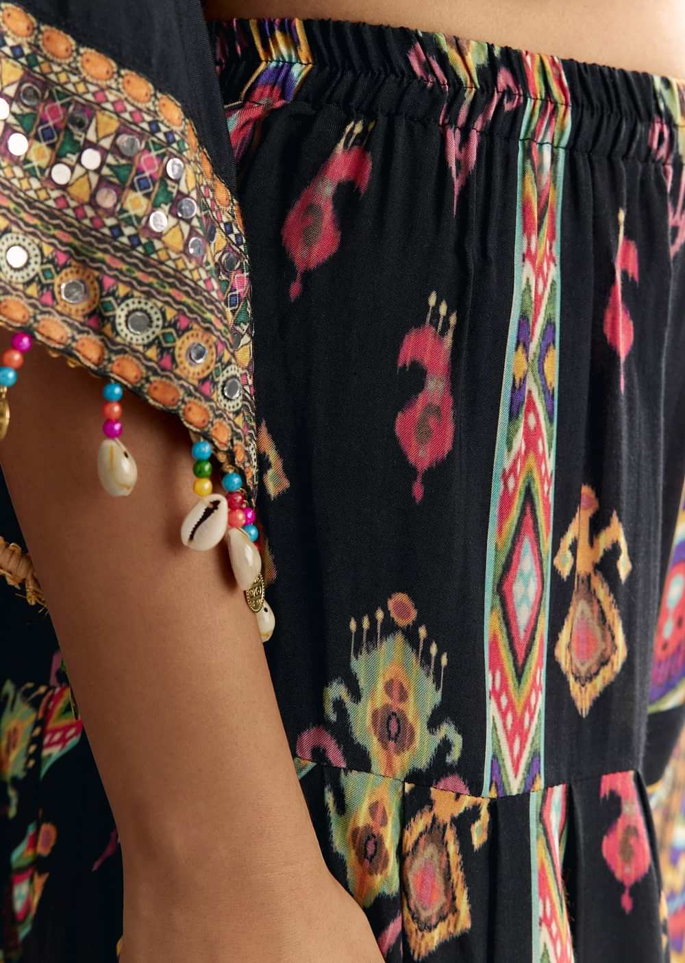 Black Printed Muslin Kurta Dhoti Set