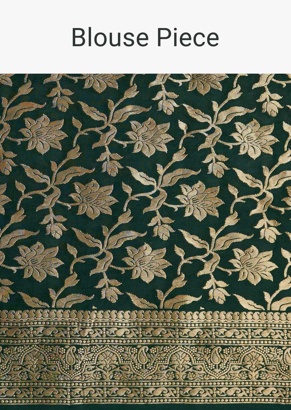 Dark Green Tissue Silk Saree With Zari Border Butti And Pallu