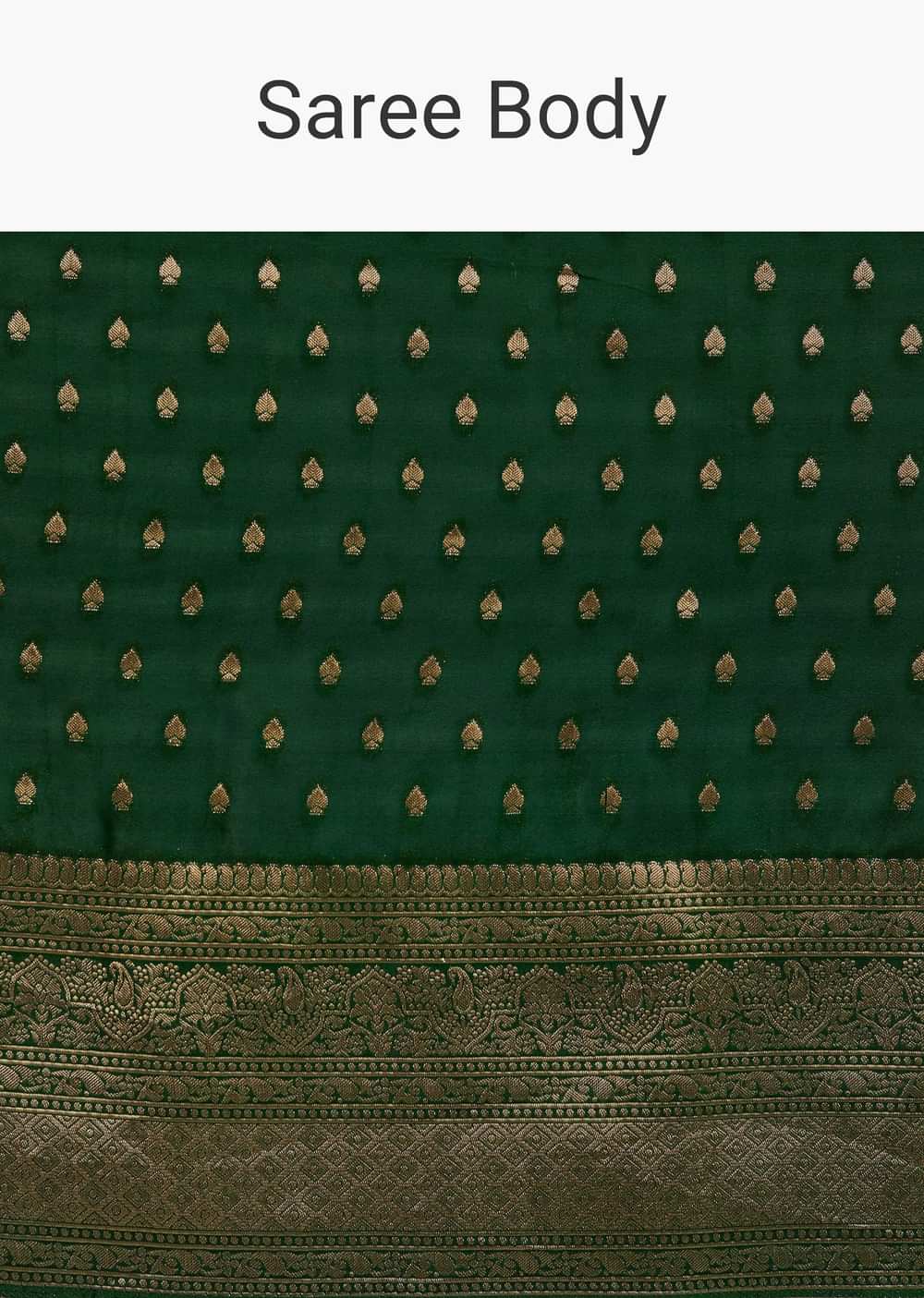Dark Green Tissue Silk Saree With Zari Border Butti And Pallu