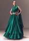 Green Organza Cowl Blouse And Lehenga Set