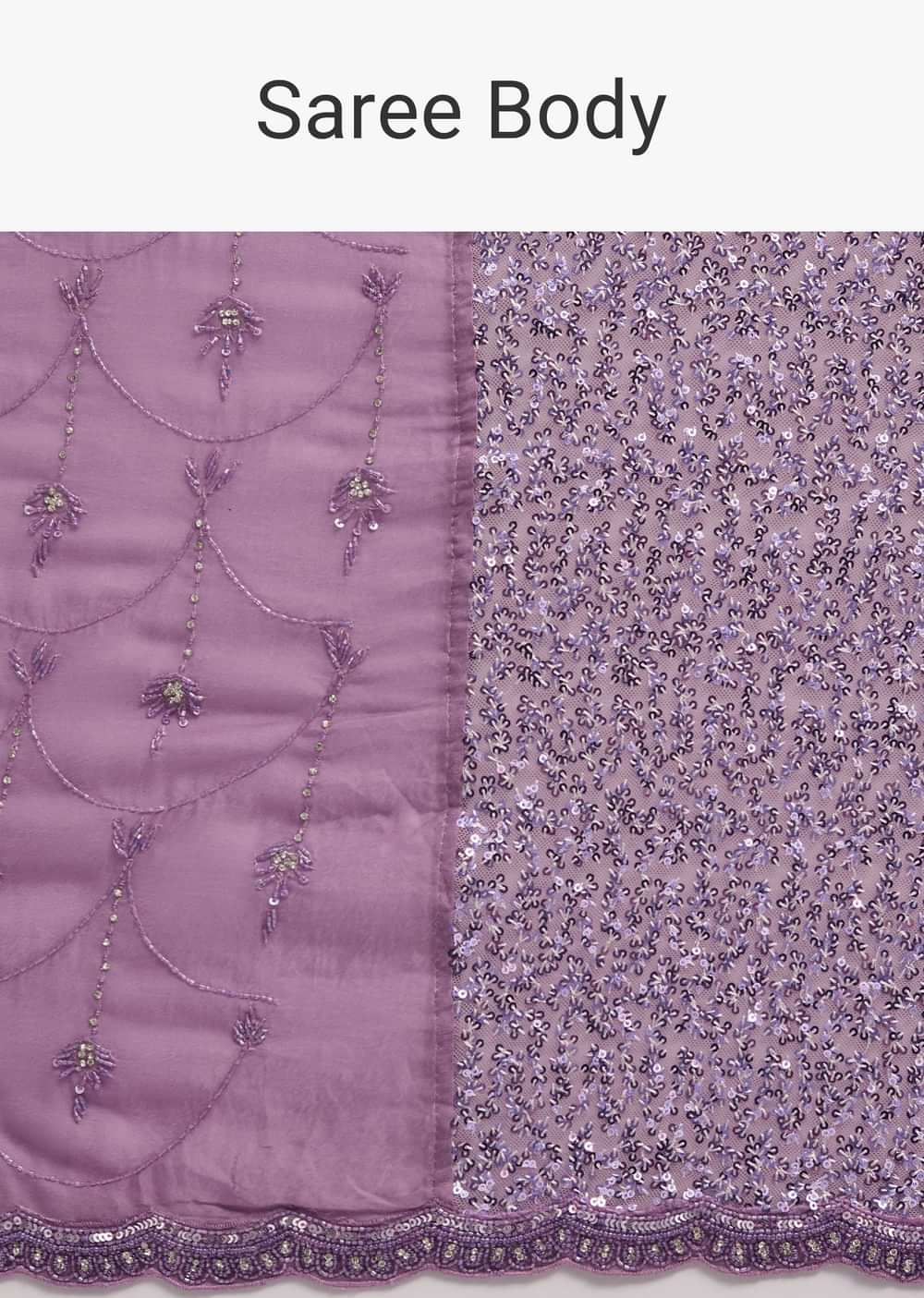 Lavender Half And Half Sequins Saree