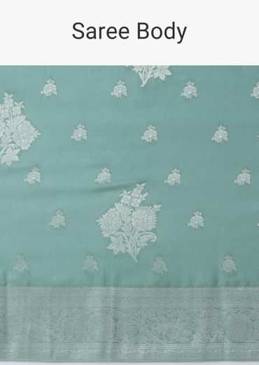 Marine Blue Woven Saree In Dola Silk And Silver Weave