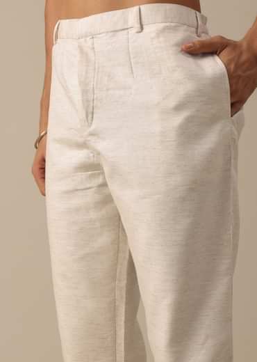 Off White Floral Embroidered Jacket Kurta Set