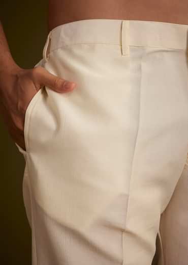 Off White Cotton Silk Jacket Set With Multicolored Floral Embroidery