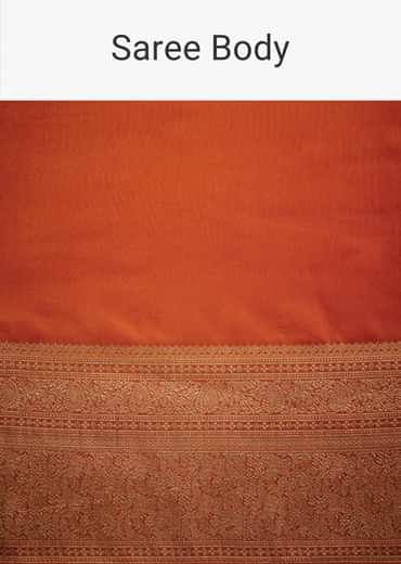 Orange Dola Silk Saree With Zari Border And Pallu