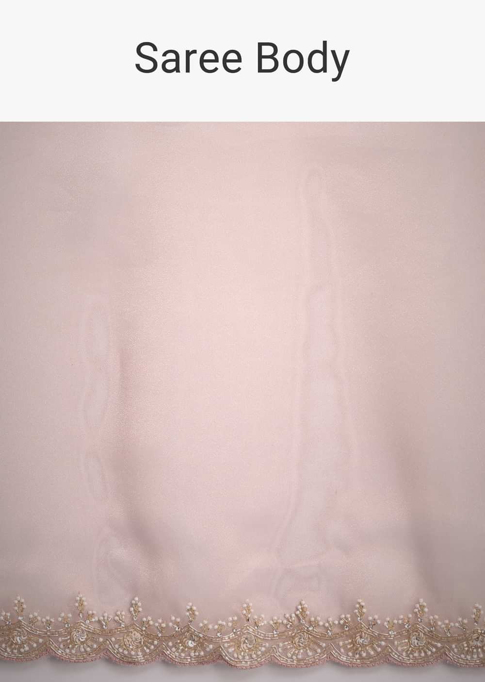 Pink Tissue Silk Cutdana Work Saree With Embellished Scallop Border