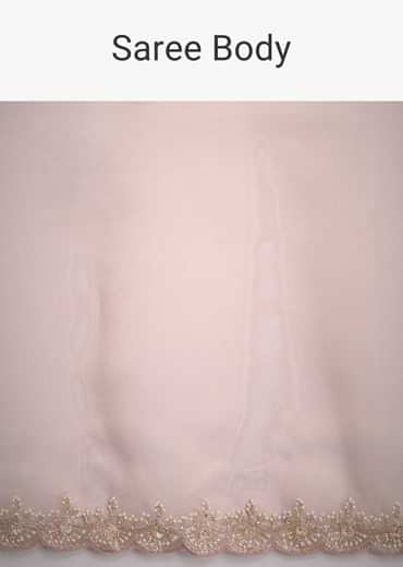 Pink Tissue Silk Cutdana Work Saree With Embellished Scallop Border