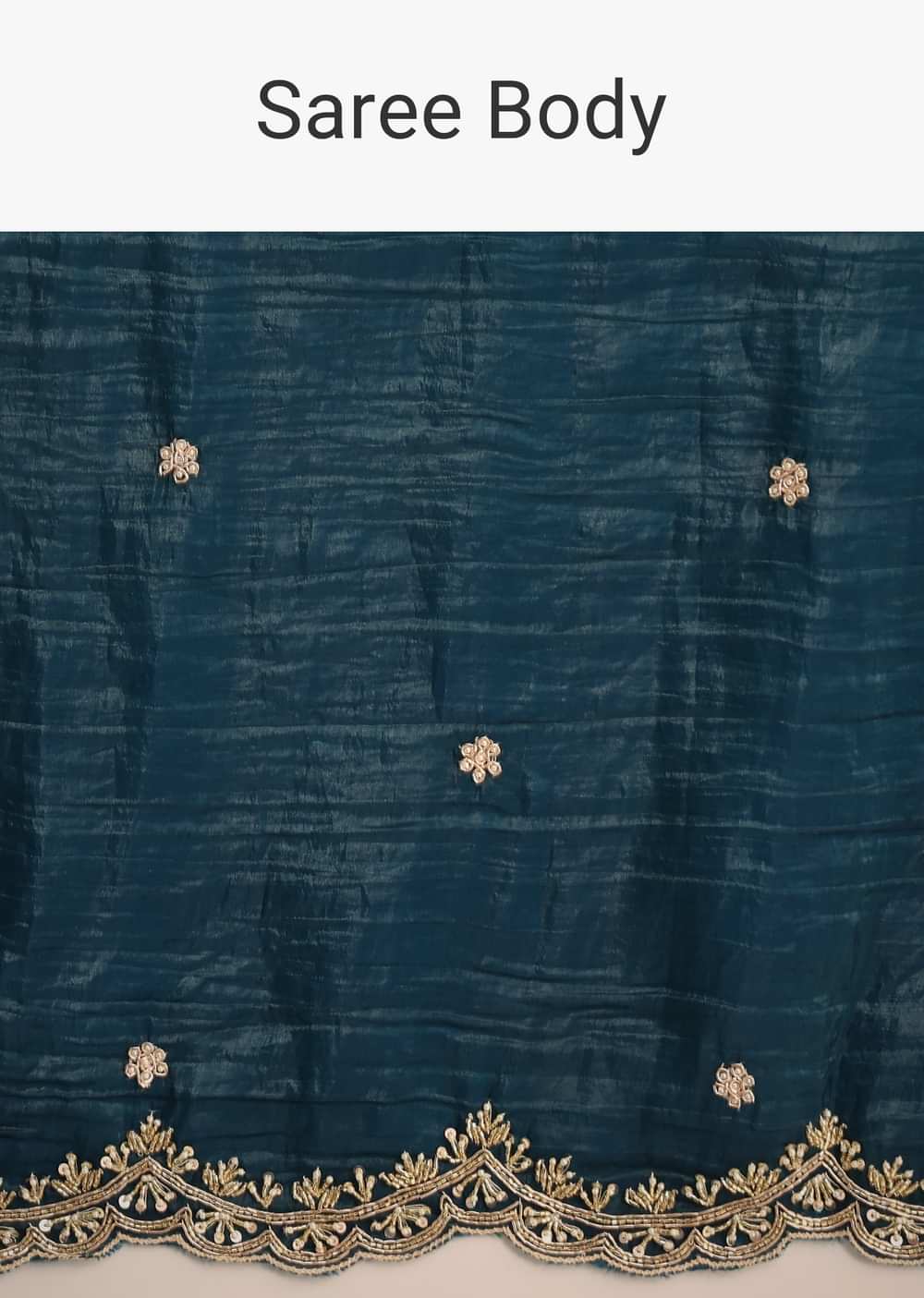 Peacock Blue Tissue Saree With Sequin And Cutdana Border And Unstitched Blouse