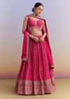 Pink Silk Bandhani Bridesmaid Lehenga With Zardosi Work