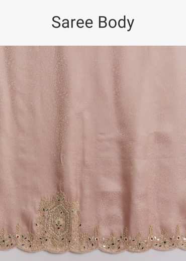 Pink Jacquard Saree With Zardosi And Stone Embroidery