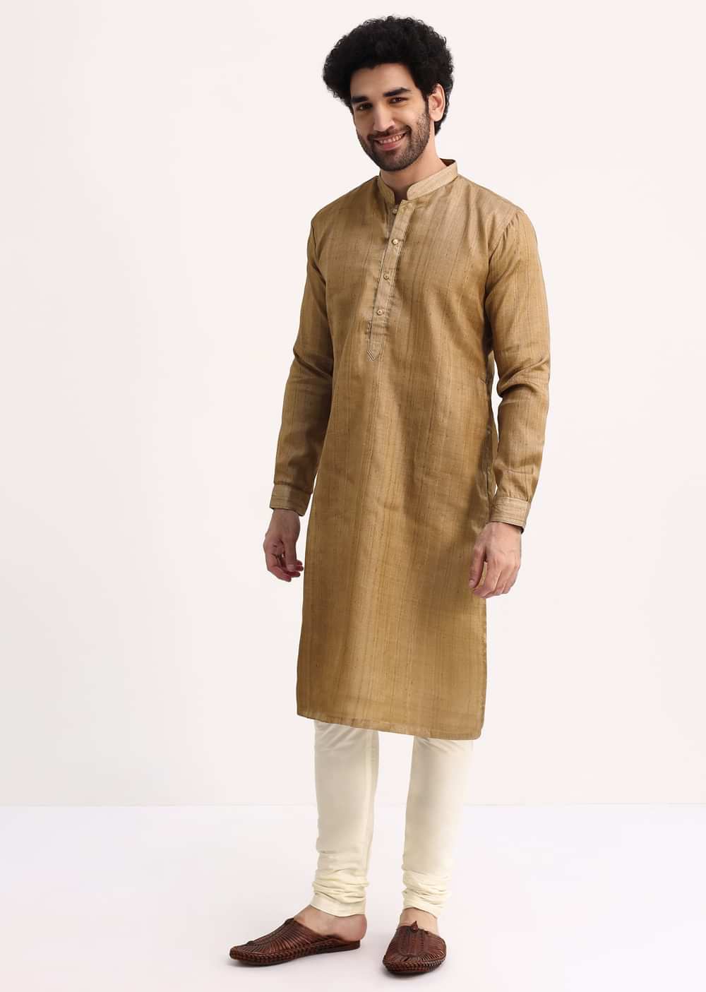 Plain Brown Kurta And Pyjama Set