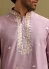 Purple Abla Work Kurta Set For Men