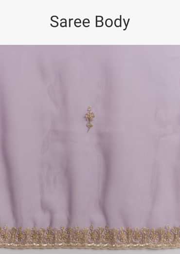 Purple Tissue Saree With Zardosi And Bead Embroidery