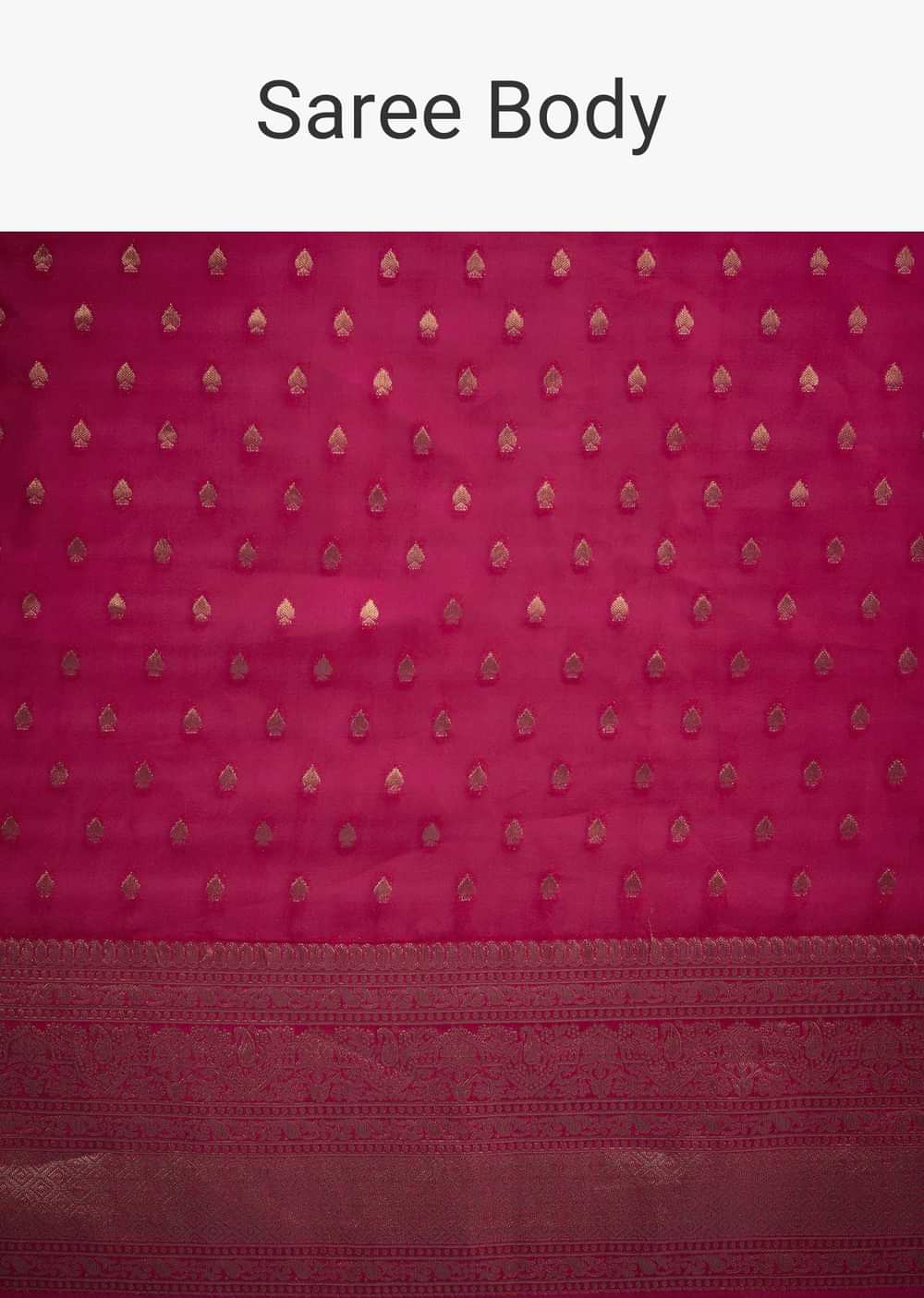 Rani Pink Tissue Silk Saree With Zari Border And Butti Work