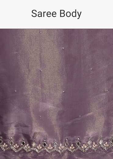 Regal Purple Saree With Mirror and Stone Scallop Border