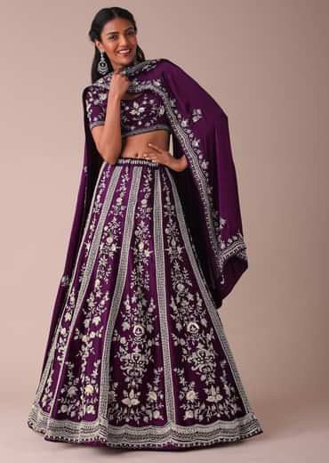 Mulberry Purple Lehenga With Handwork Embroidery