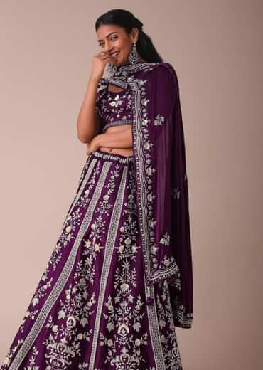Mulberry Purple Lehenga With Handwork Embroidery