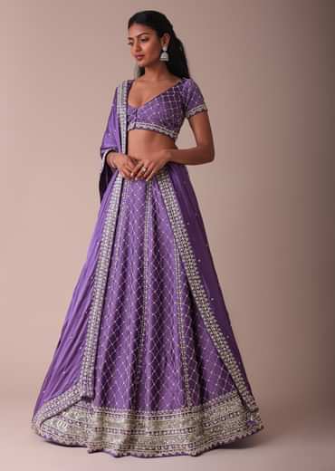 Lilac Purple Lehenga With Handwork Embroidery