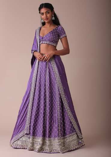 Lilac Purple Lehenga With Handwork Embroidery