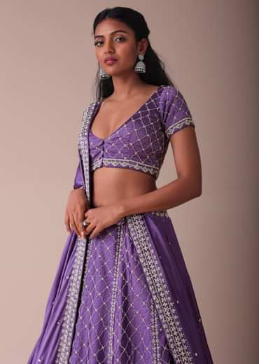Lilac Purple Lehenga With Handwork Embroidery