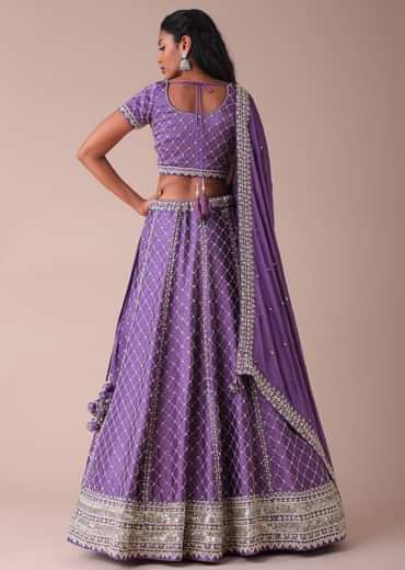 Lilac Purple Lehenga With Handwork Embroidery
