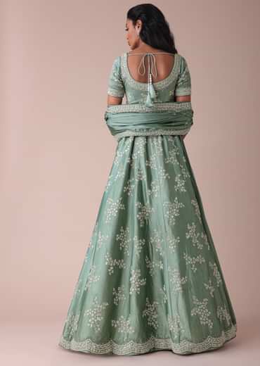 Pista Green Lehenga With Handwork Embroidery