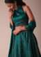 Deep Green Swarovski Embellished Lehenga In Wrinkle Satin