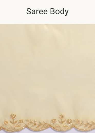 Yellow Embroidered Tissue Saree With Unstitched Blouse