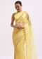 Yellow Embroidered Tissue Saree With Unstitched Blouse