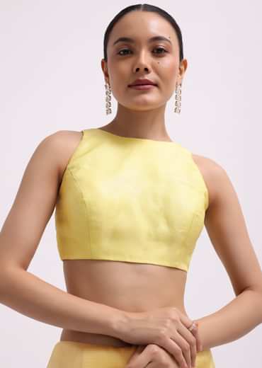 Yellow Embroidered Tissue Saree With Unstitched Blouse