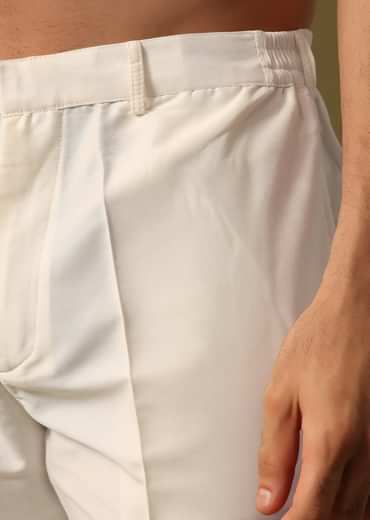 Lavender Kurta Pant Set With Dupatta In Resham Work For Men