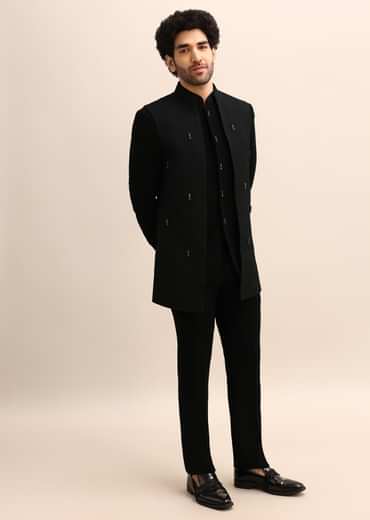 Black Velvet 3 Pc Jodhpuri Suit
