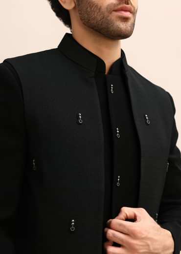 Black Velvet 3 Pc Jodhpuri Suit