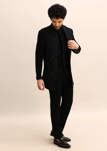 Black Velvet 3 Pc Jodhpuri Suit