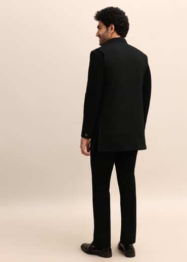 Black Velvet 3 Pc Jodhpuri Suit