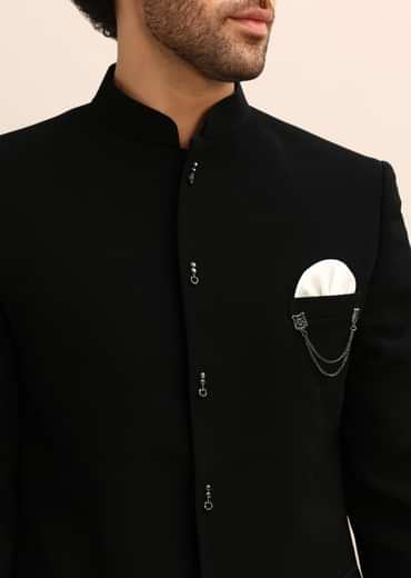 Black Velvet 3 Pc Jodhpuri Suit