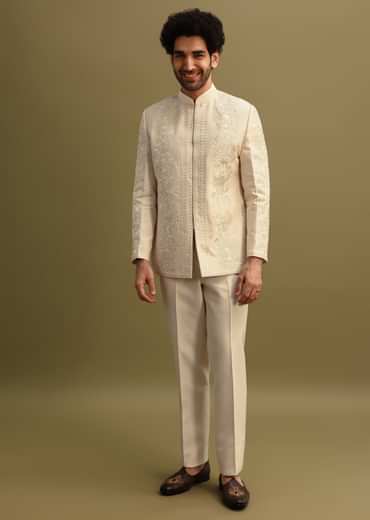 Ivory Thread Work Jodhpuri Suit For Men