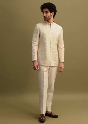 Ivory Thread Work Jodhpuri Suit For Men
