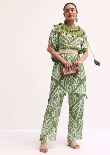 Mehendi Green Printed Cotton Kurta Pant