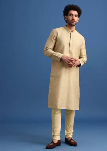 Brown Foil Print Kurta Set