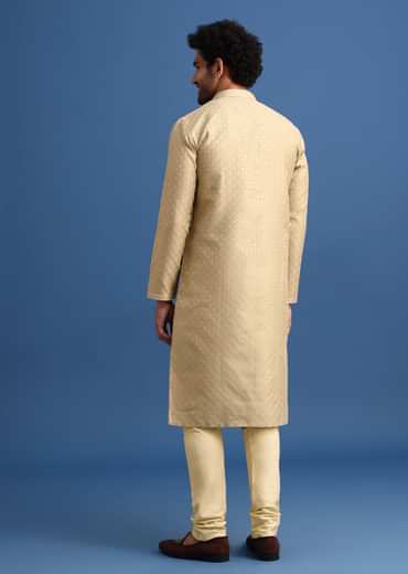 Brown Foil Print Kurta Set