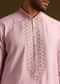 Purple Threadwork Kurta Pant Set With Embroidered Yoke