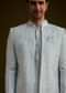 Ice Blue Silk Sherwani Set With Floral Resham And Mirror Work